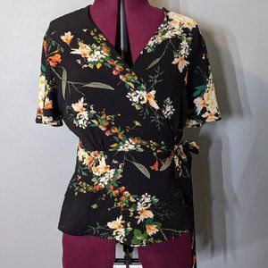 Floral Peplum Wrap Top Medium